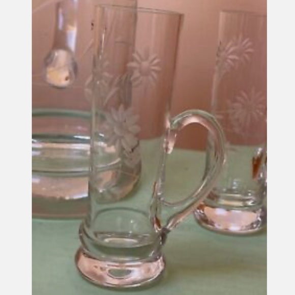 Vintage Crystal Decanter w/ Stopper 6 Cordial Liquor Glasses Set From Romania - Picture 7 of 8